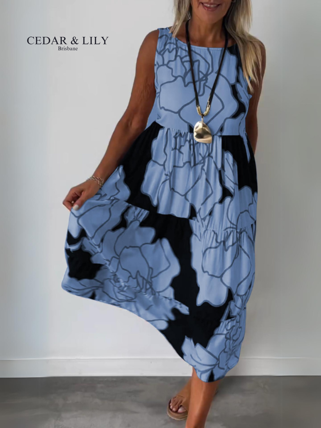 Amelia™ | Flowing Abstract Midi Dress