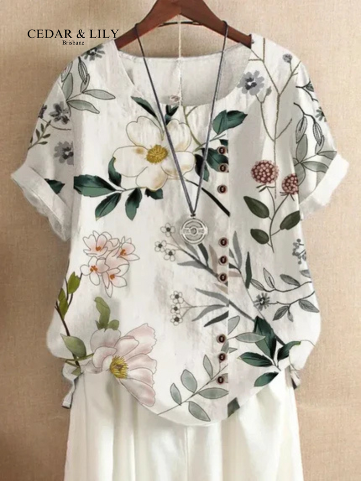 Ivy™ | Breezy Botanical Button-Down Blouse