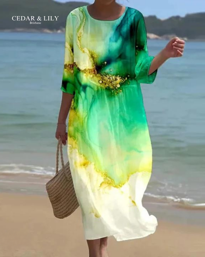 Serena™ | Ocean Breeze Watercolor Dress