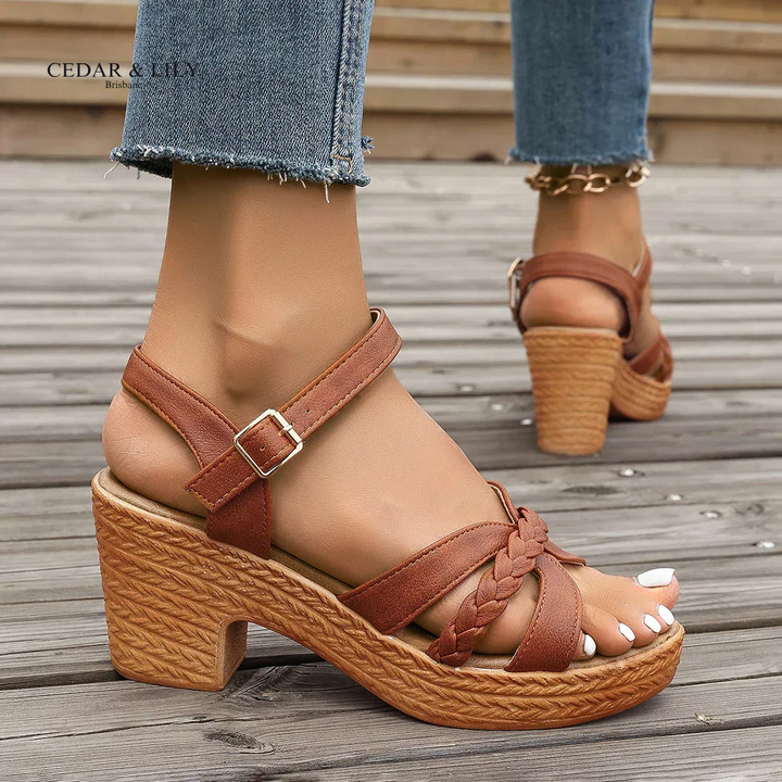 Callie™ | Braided Orthopedic Comfort Mid Heel Sandals