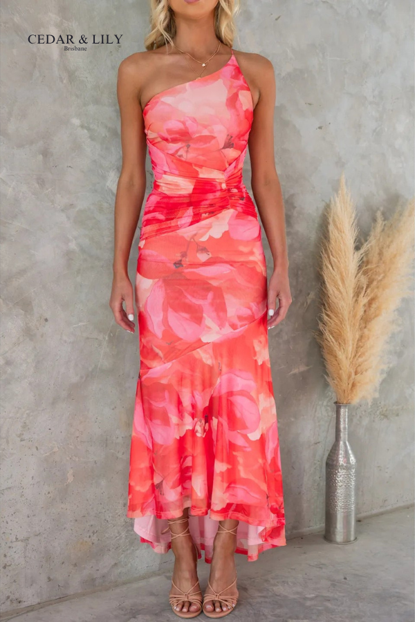 Celeste™ | Ocean Bloom Asymmetric Maxi Dress