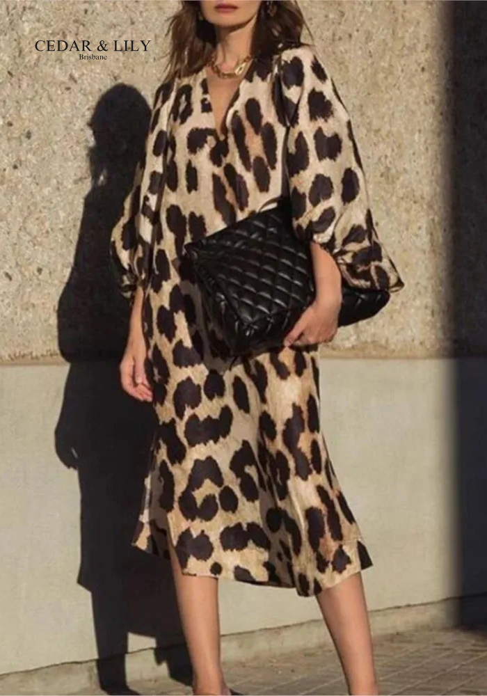 Seraphina™ | Leopard Print Midi Dress