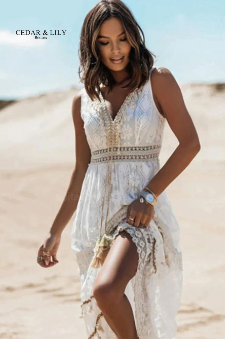 Elara Boho Lace Maxi Dress