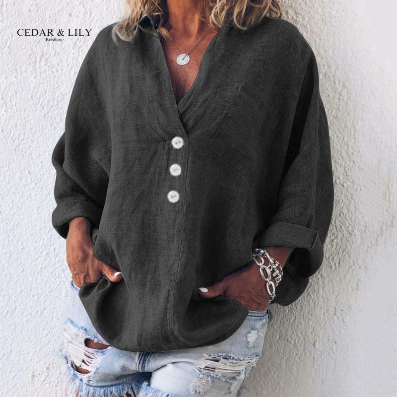 Sophia™ | Relaxed Button-Detail Cotton Blouse