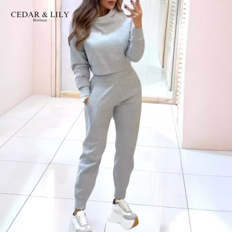 Serena Cozy Athleisure Set with Cropped Top