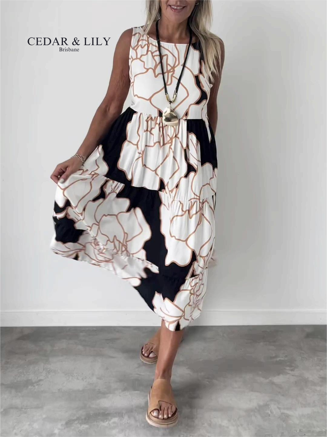 Amelia™ | Flowing Abstract Midi Dress