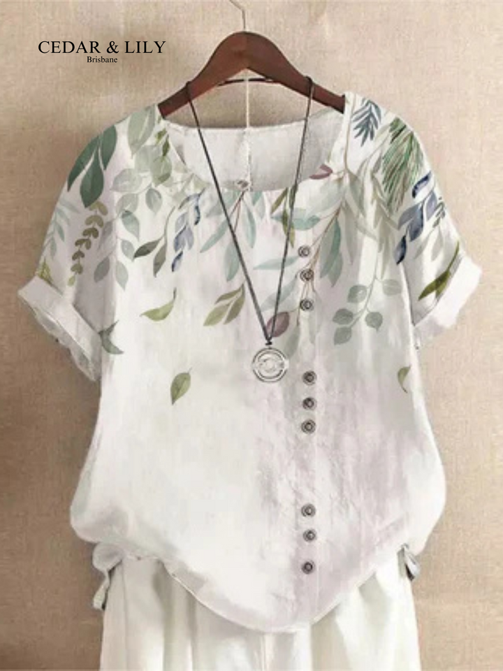 Ivy™ | Breezy Botanical Button-Down Blouse