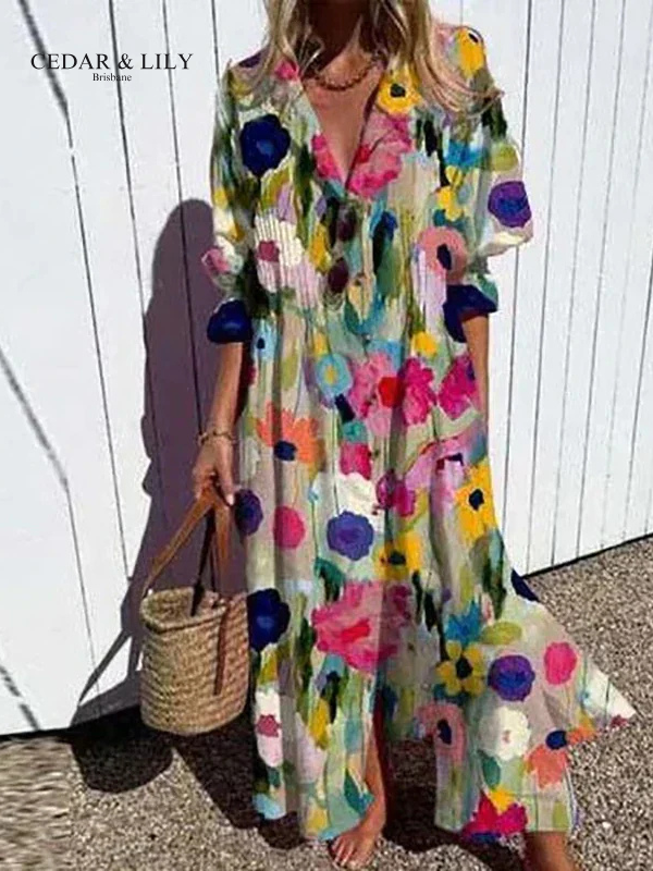 Amelia™ | Vibrant Floral Maxi Dress