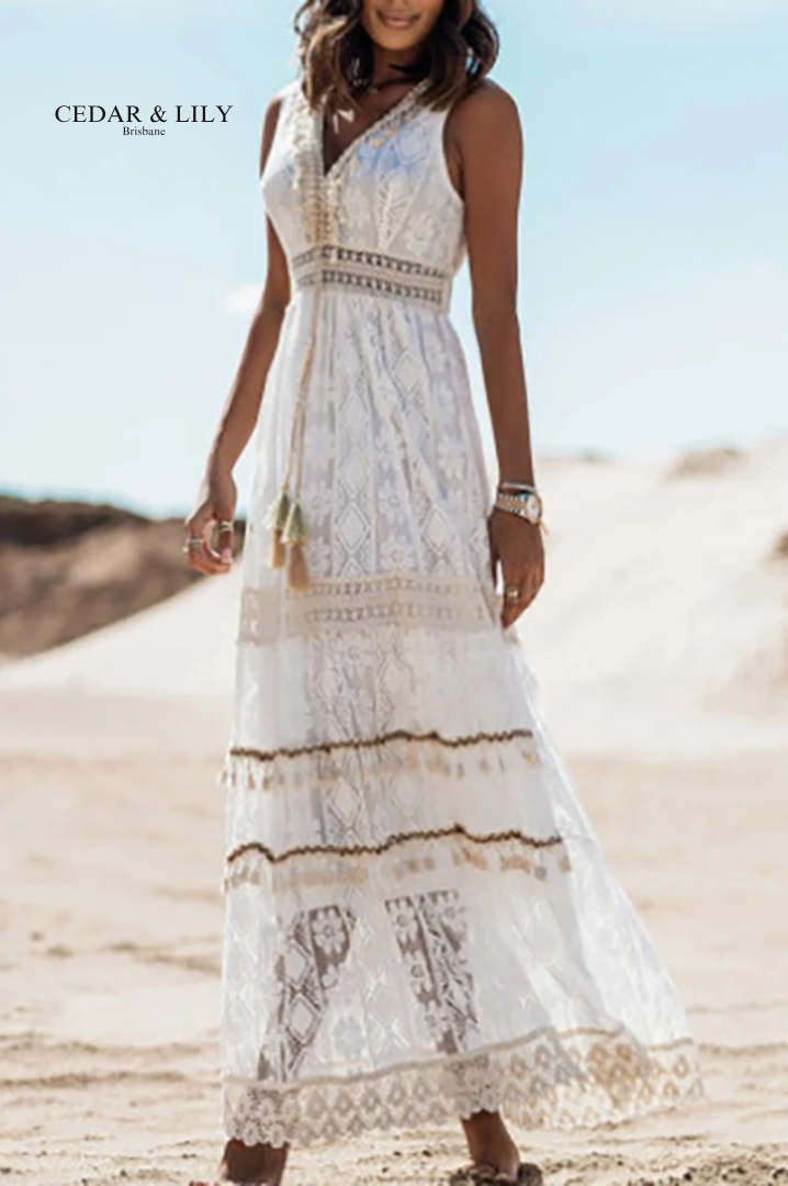 Elara Boho Lace Maxi Dress