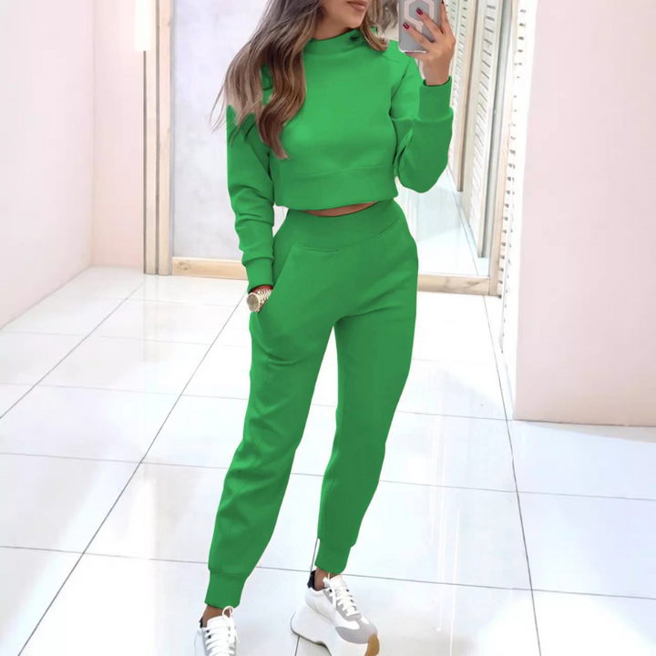 Serena Cozy Athleisure Set with Cropped Top