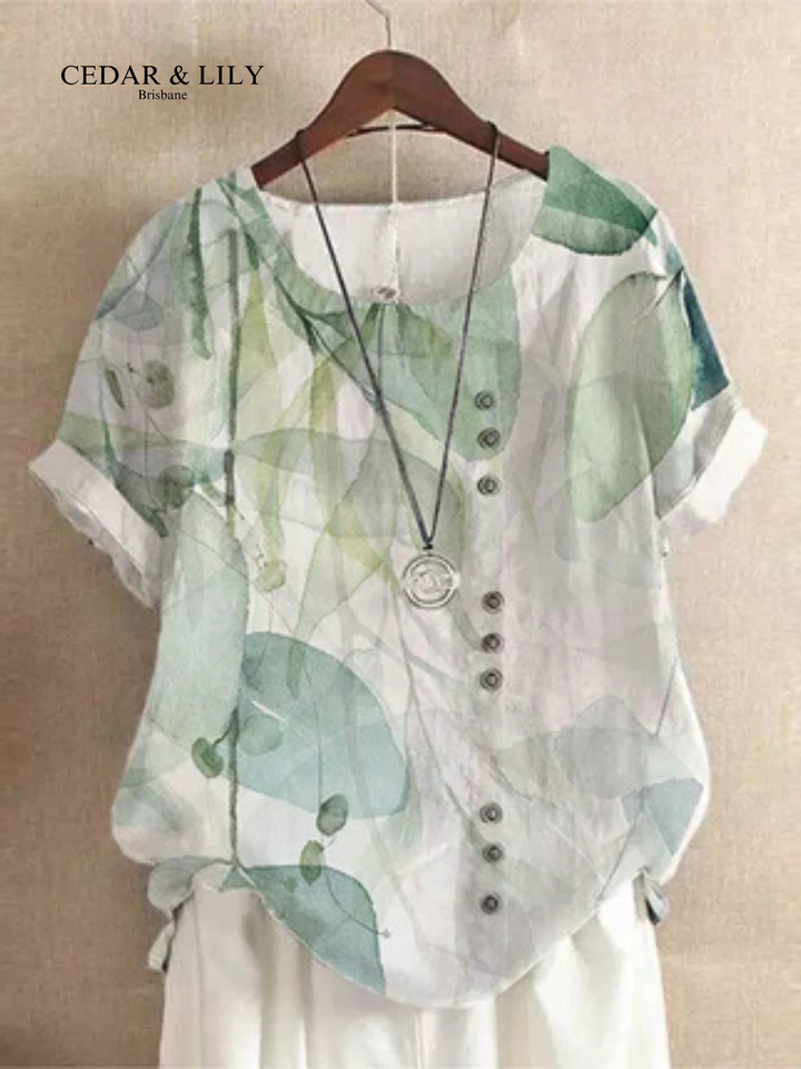 Ivy™ | Breezy Botanical Button-Down Blouse