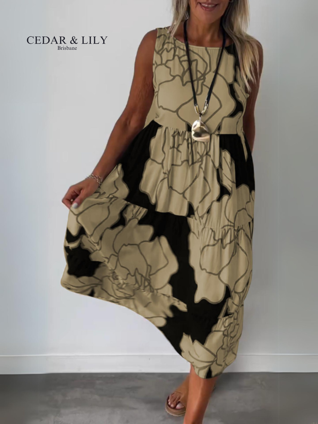 Amelia™ | Flowing Abstract Midi Dress