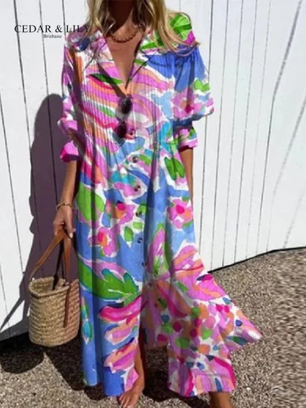 Amelia™ | Vibrant Floral Maxi Dress