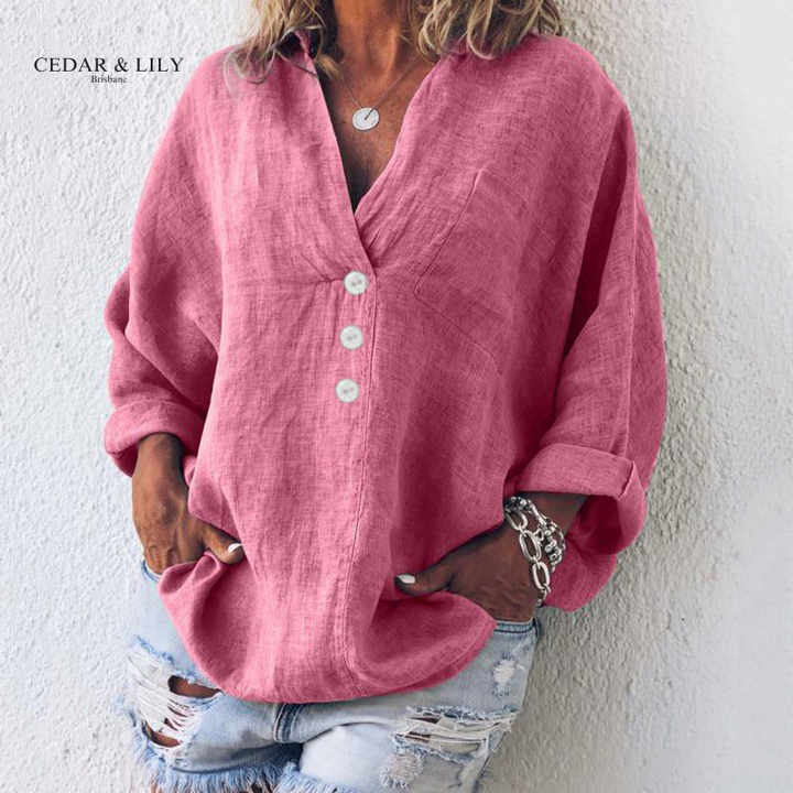 Sophia™ | Relaxed Button-Detail Cotton Blouse