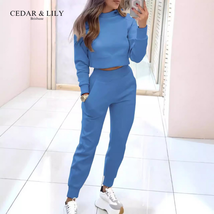 Serena Cozy Athleisure Set with Cropped Top