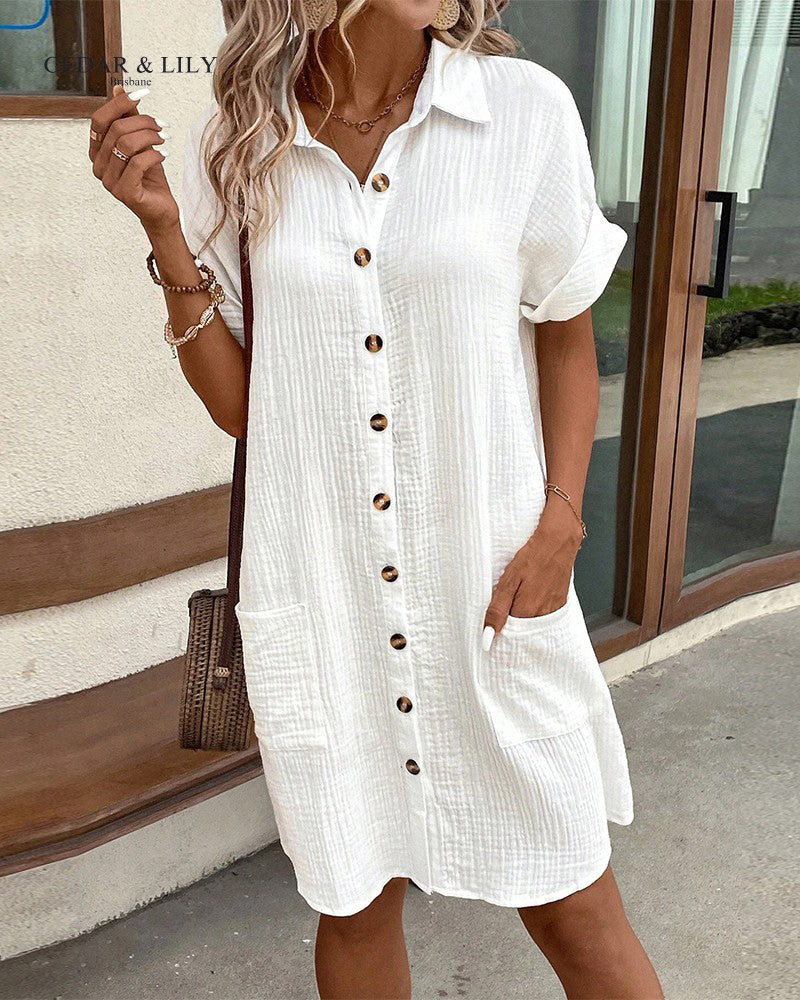 Sally™ | Casual Button-Up Shirt Dress