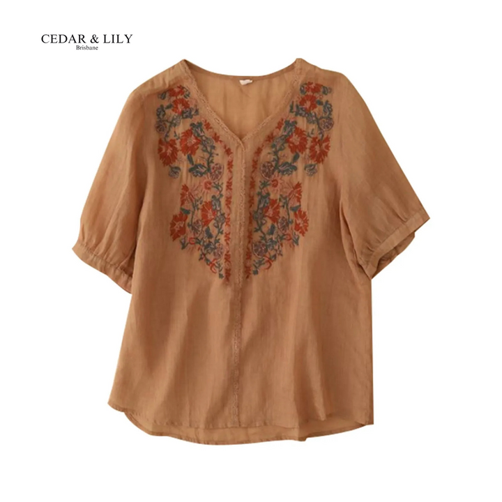 Lily™ | Elegant Floral Embroidered Blouse