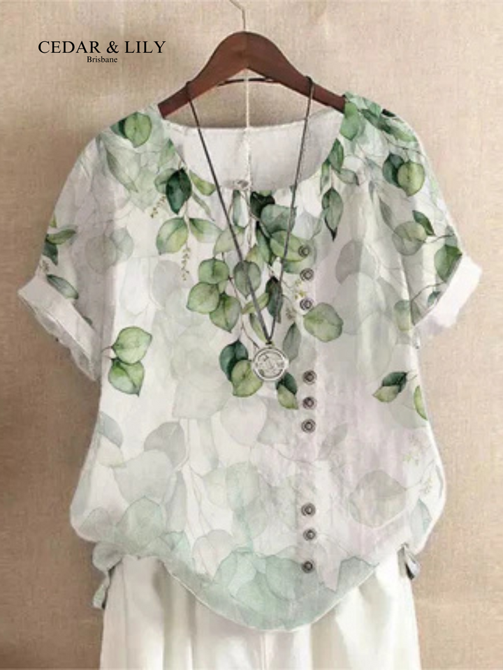 Ivy™ | Breezy Botanical Button-Down Blouse