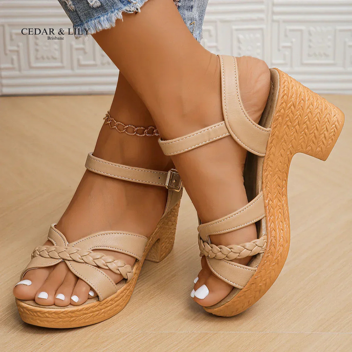 Callie™ | Braided Orthopedic Comfort Mid Heel Sandals