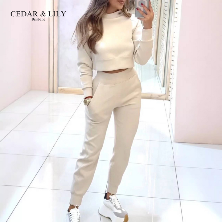 Serena Cozy Athleisure Set with Cropped Top