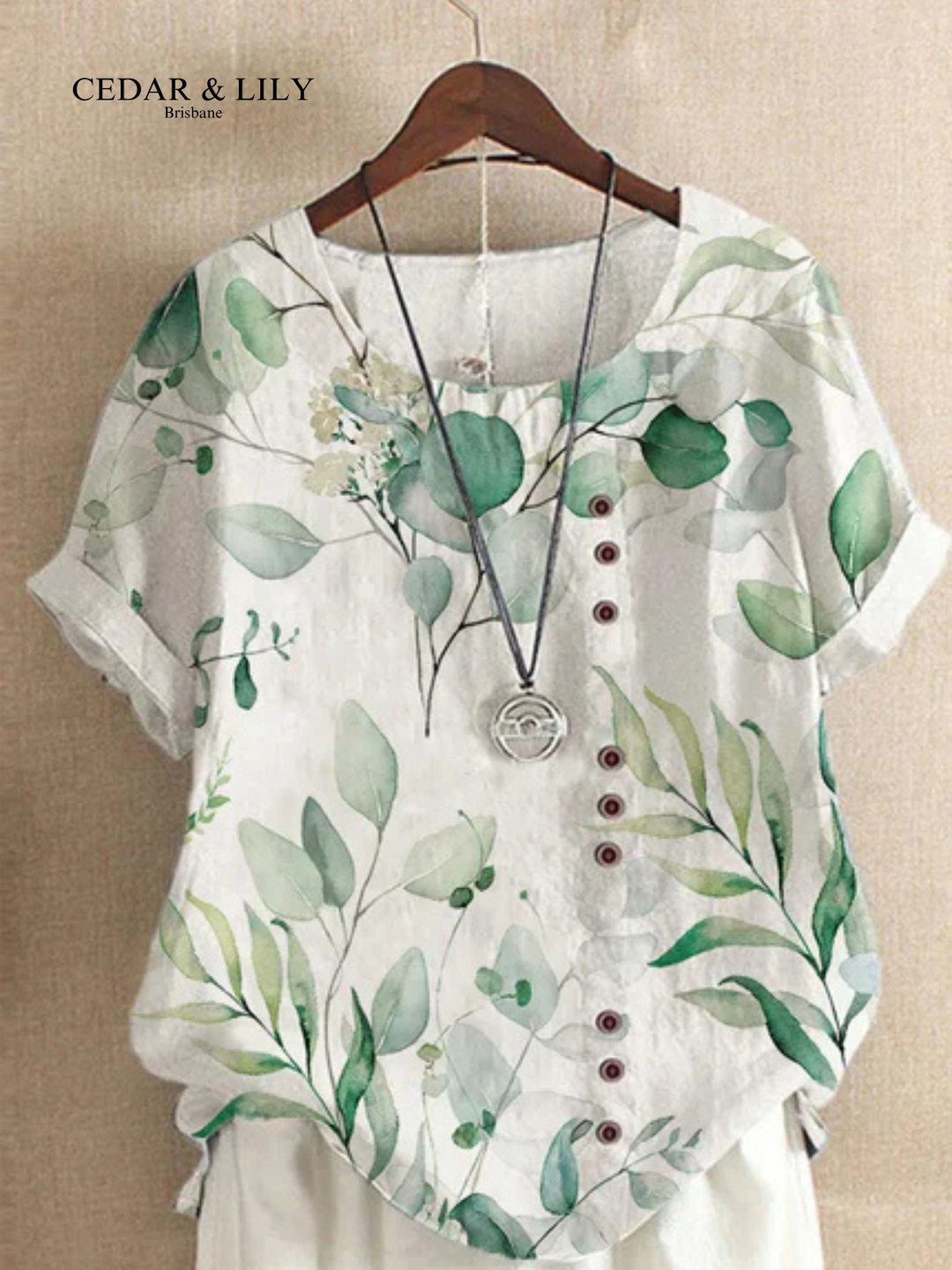 Ivy™ | Breezy Botanical Button-Down Blouse