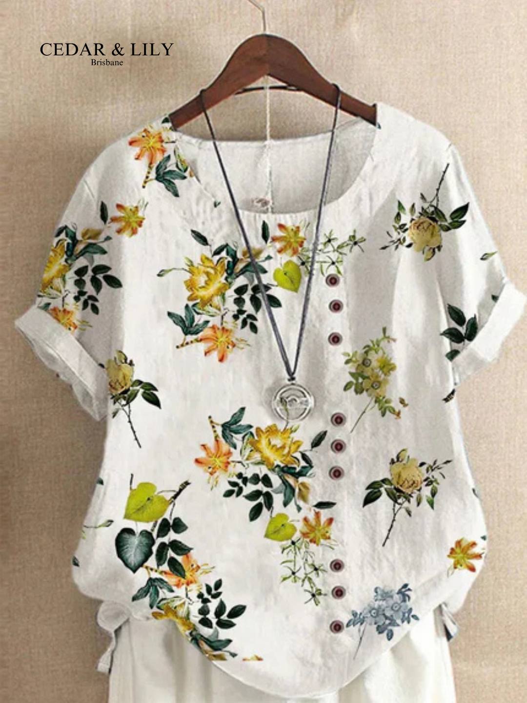 Ivy™ | Breezy Botanical Button-Down Blouse