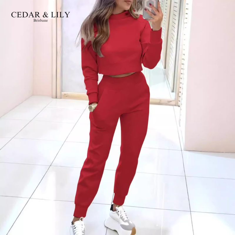 Serena Cozy Athleisure Set with Cropped Top