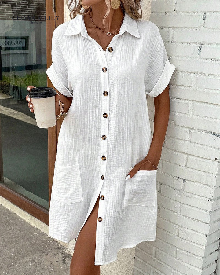 Sally™ | Casual Button-Up Shirt Dress