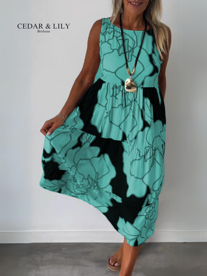 Amelia™ | Flowing Abstract Midi Dress