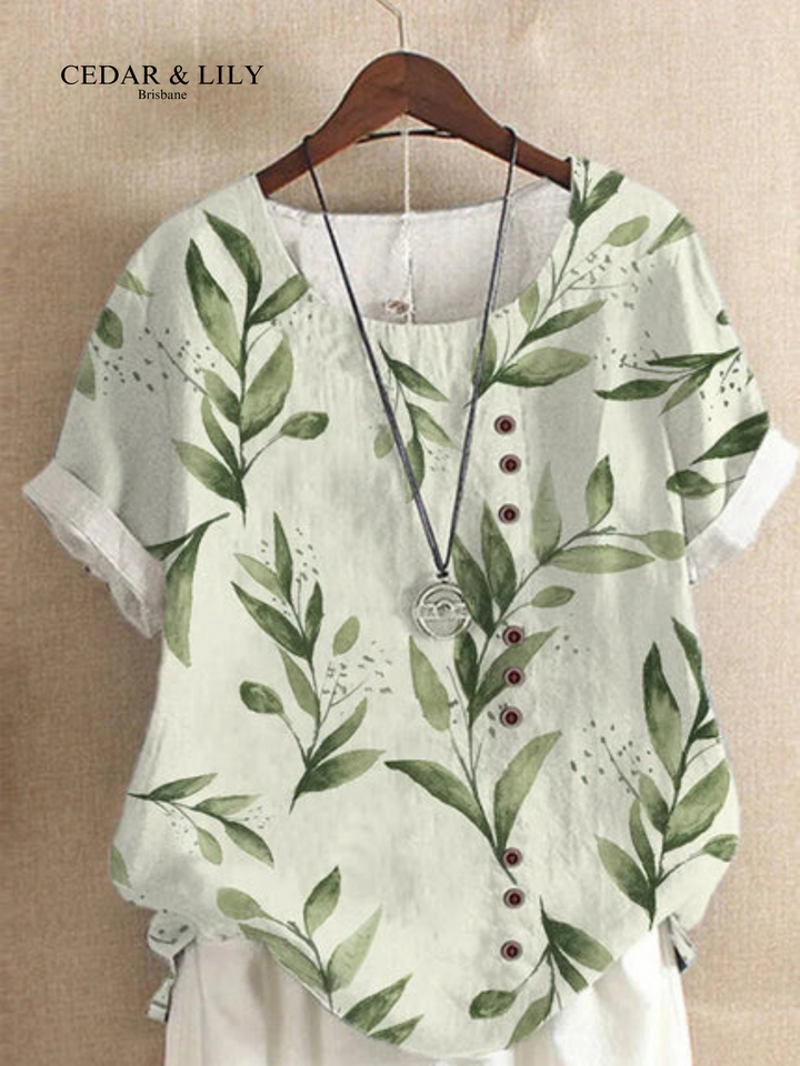 Ivy™ | Breezy Botanical Button-Down Blouse