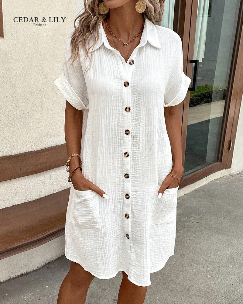 Sally™ | Casual Button-Up Shirt Dress