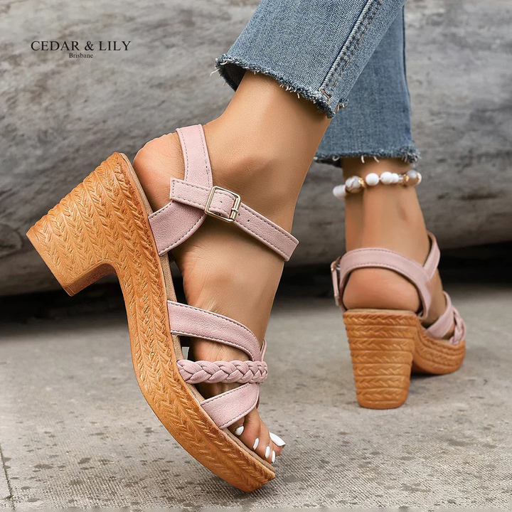 Callie™ | Braided Orthopedic Comfort Mid Heel Sandals