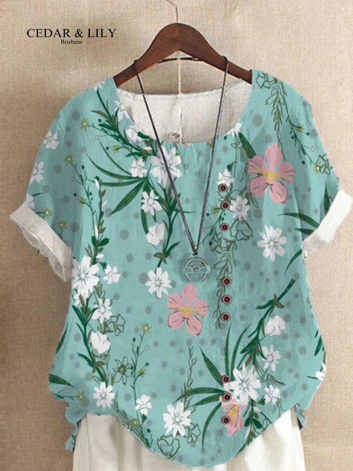 Ivy™ | Breezy Botanical Button-Down Blouse