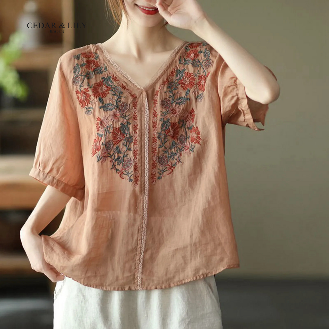 Lily™ | Elegant Floral Embroidered Blouse