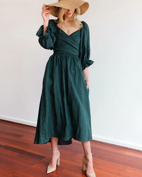 Clara™ | Effortless Elegance Smocked Midi Dress